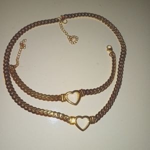 BNWOT 18kgp 6mm heart cuban miami link necklace and bracelet set FREE SHIPPING